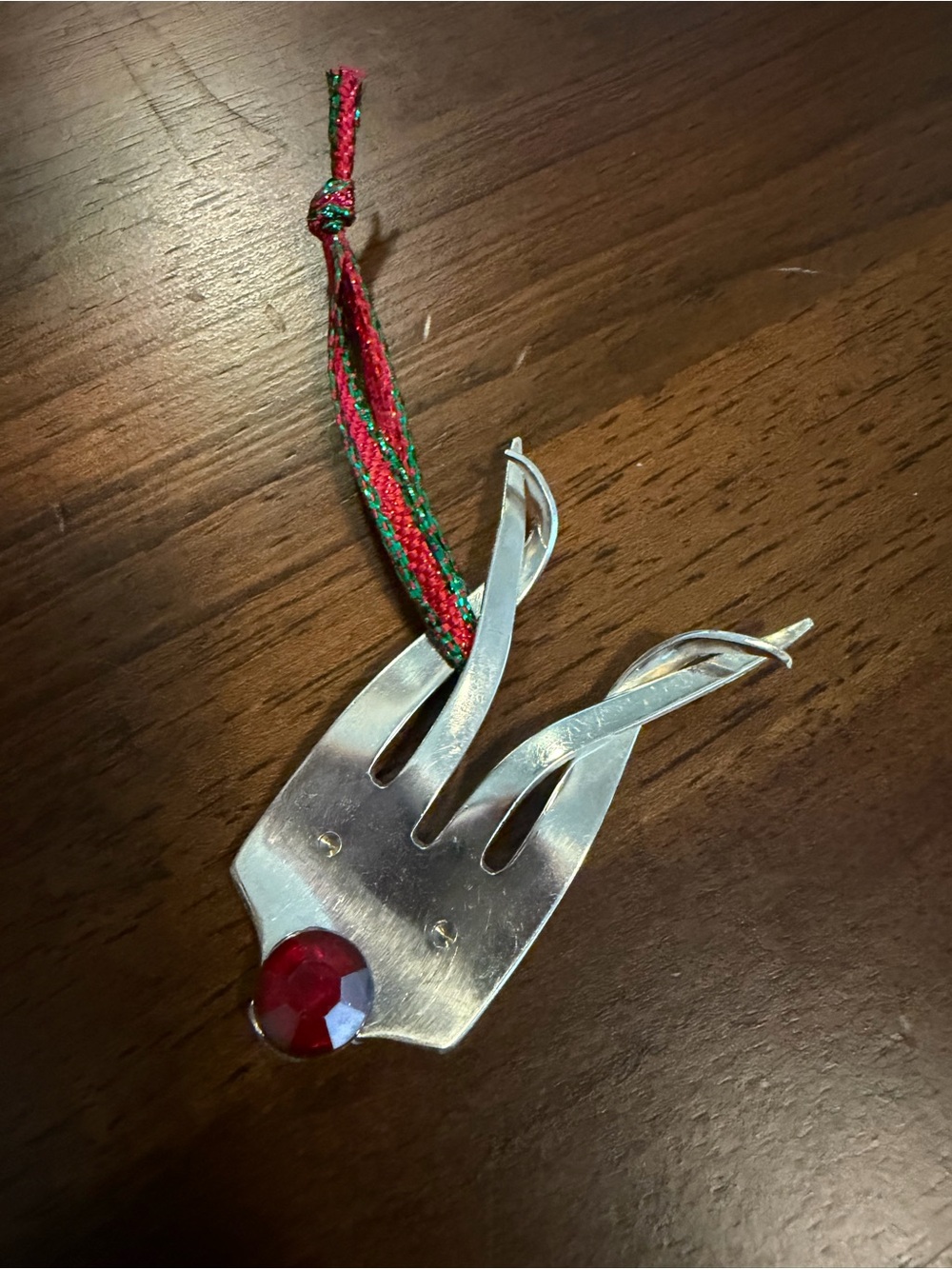 Handcrafted Silver Plated Fork Reindeer Ornament